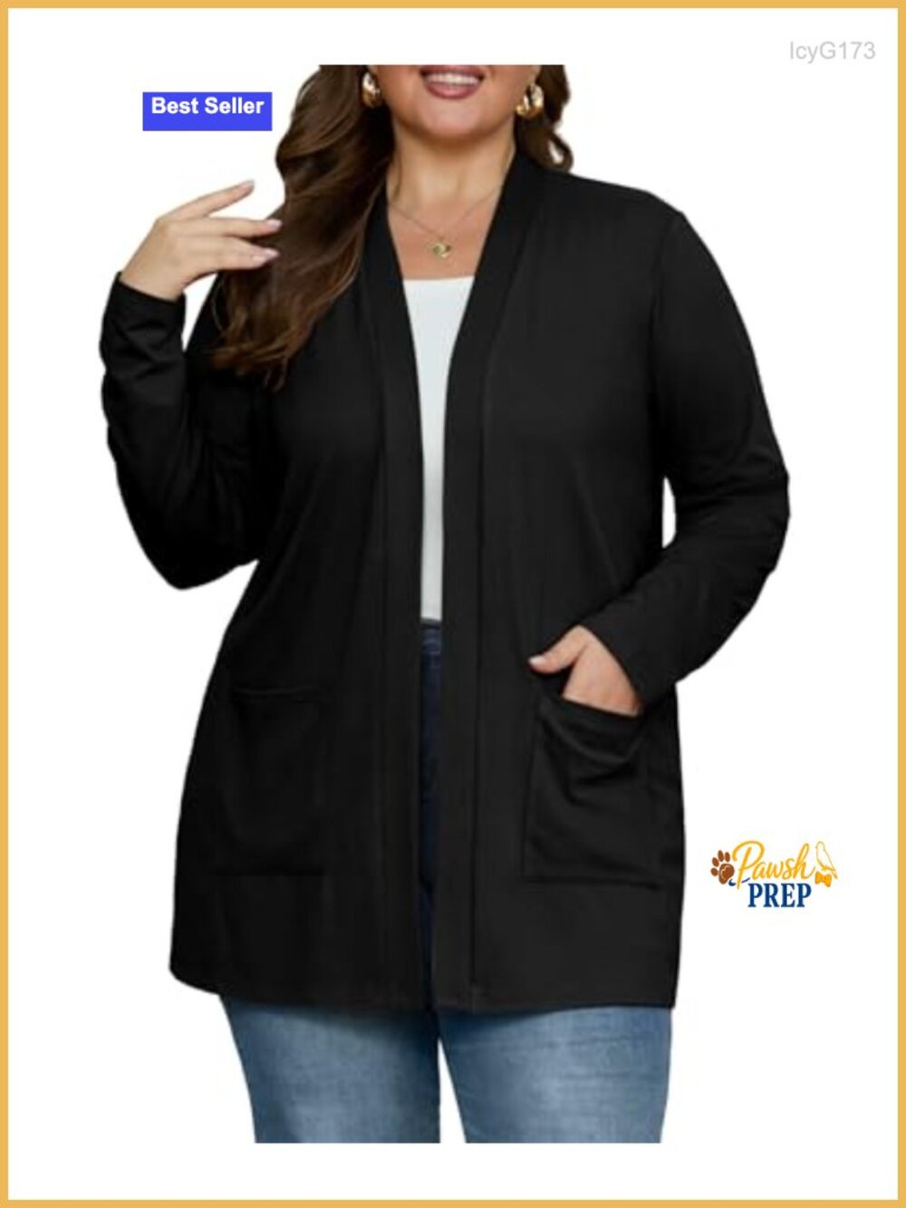 Plus Size Lightweight Rayon Spandex Cardigan with Pockets